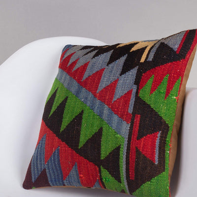 Chevron Multi Color Kilim Pillow Cover 16x16 5075 - kilimpillowstore
 - 2