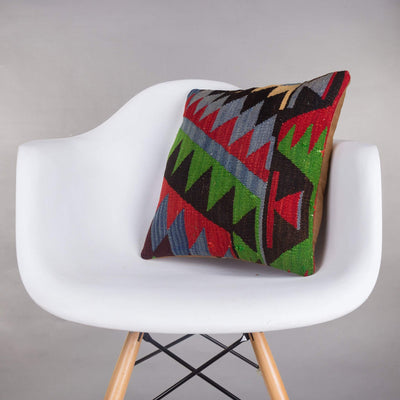 Chevron Multi Color Kilim Pillow Cover 16x16 5075 - kilimpillowstore
 - 1