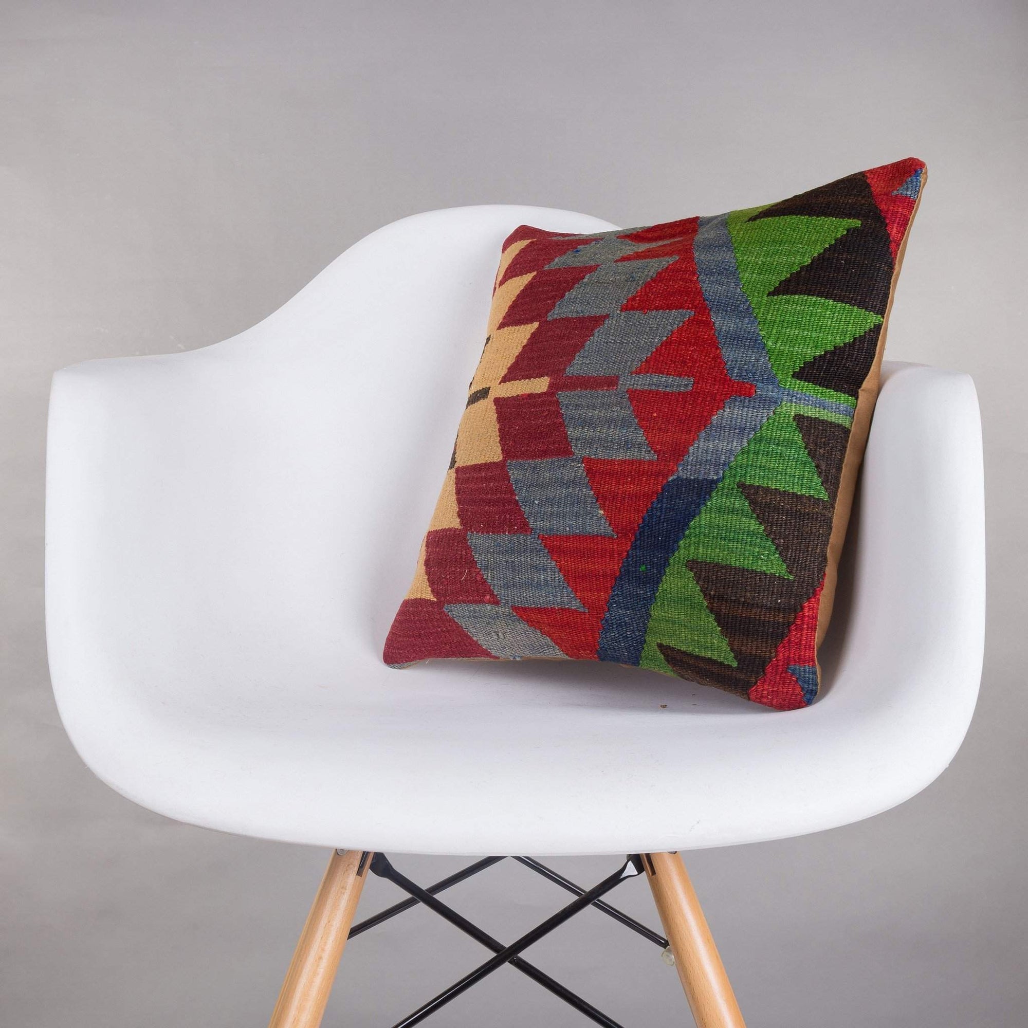 Chevron Multi Color Kilim Pillow Cover 16x16 5098 - kilimpillowstore
 - 1