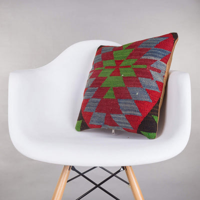 Chevron Multi Color Kilim Pillow Cover 16x16 5107 - kilimpillowstore
 - 1