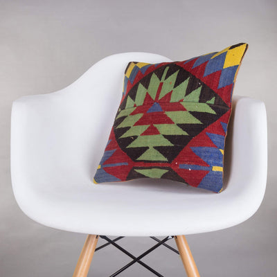 Chevron Multi Color Kilim Pillow Cover 16x16 5115 - kilimpillowstore
 - 1