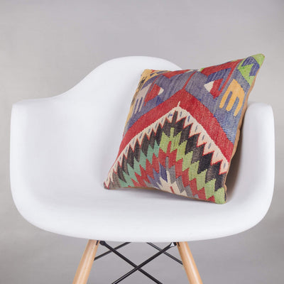 Chevron Multi Color Kilim Pillow Cover 16x16 5411 - kilimpillowstore
 - 1