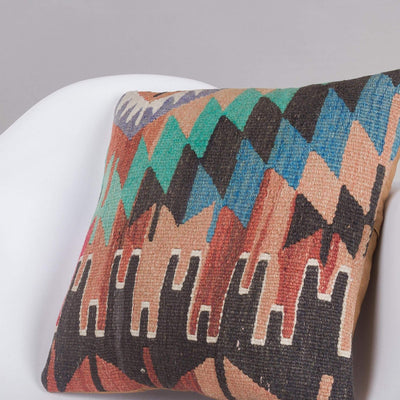Chevron Multi Color Kilim Pillow Cover 16x16 5469 - kilimpillowstore
 - 2