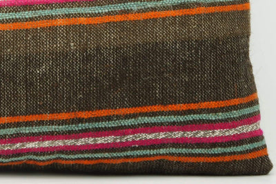 CLEARANCE 16x16  Hand Woven wool striped  Kilim Pillow  cushion 1111_A Wool pillow ,striped,pink,brown,orange - kilimpillowstore
 - 2
