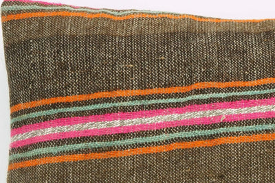CLEARANCE 16x16  Hand Woven wool striped  Kilim Pillow  cushion 1111_A Wool pillow ,striped,pink,brown,orange - kilimpillowstore
 - 4