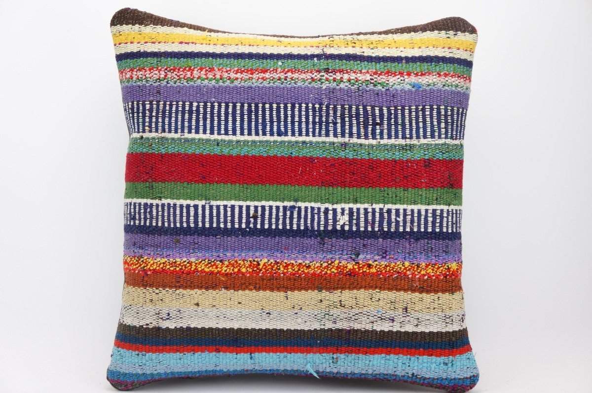 16x16 Hand Woven wool tribal ethnic striped Kilim Pillow cushion