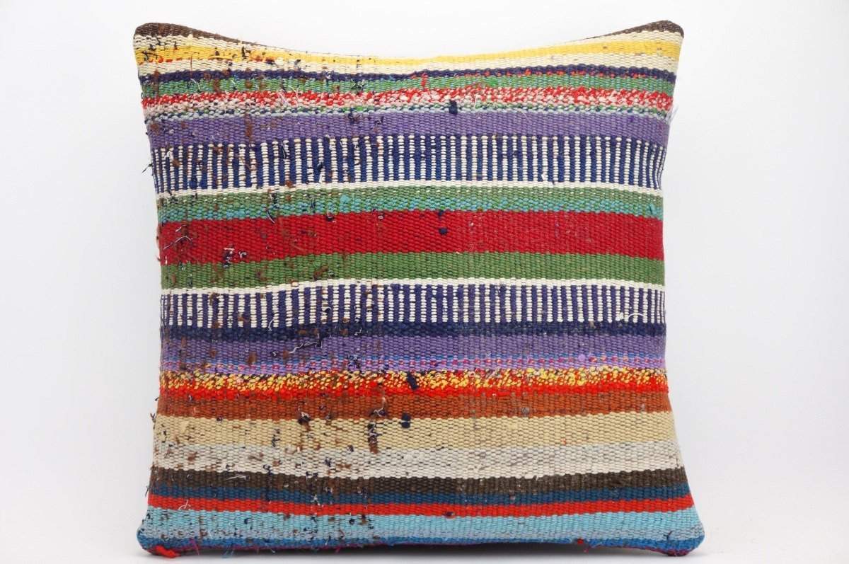 CLEARANCE 16x16 Hand Woven wool tribal ethnic striped  Kilim Pillow cushion 1332_A - kilimpillowstore
 - 1