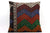 16x16 Vintage Hand Woven Kilim Pillow 494,white,orange,green,blue,black,red,claret red,chevron