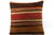 CLEARANCE 16x16 Vintage Hand Woven Kilim Pillow 527  ,orange, brown, red, black, green, terracota, chain, striped - kilimpillowstore
 - 1