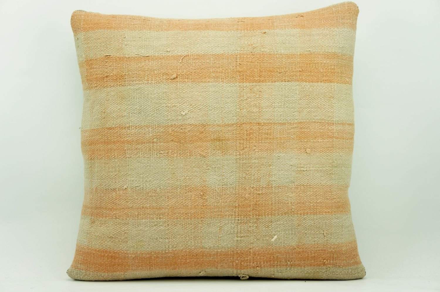 CLEARANCE 16x16 Vintage Hand Woven Kilim Pillow 943 pastel plaid pinkish greenish sham cushion pillow cover - kilimpillowstore
 - 1