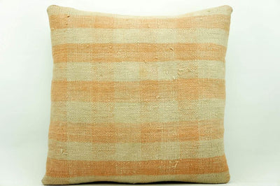 CLEARANCE 16x16 Vintage Hand Woven Kilim Pillow 945 pastel plaid pinkish greenish sham cushion pillow cover - kilimpillowstore
 - 1