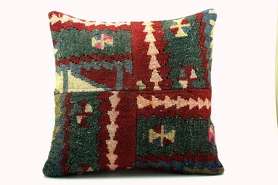CLEARANCE 16x16 Vintage Hand Woven Turkish Kilim Pillow  - Old  Kilim Cushion 266,white,dark gray,pink,claret red,tribal - kilimpillowstore
 - 1