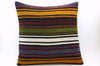 CLEARANCE 16x16 Vintage Hand Woven Turkish Kilim Pillow  - Old  Kilim Cushion 328,navy blue,green,black,amber,claret red,white ,striped - kilimpillowstore
 - 1