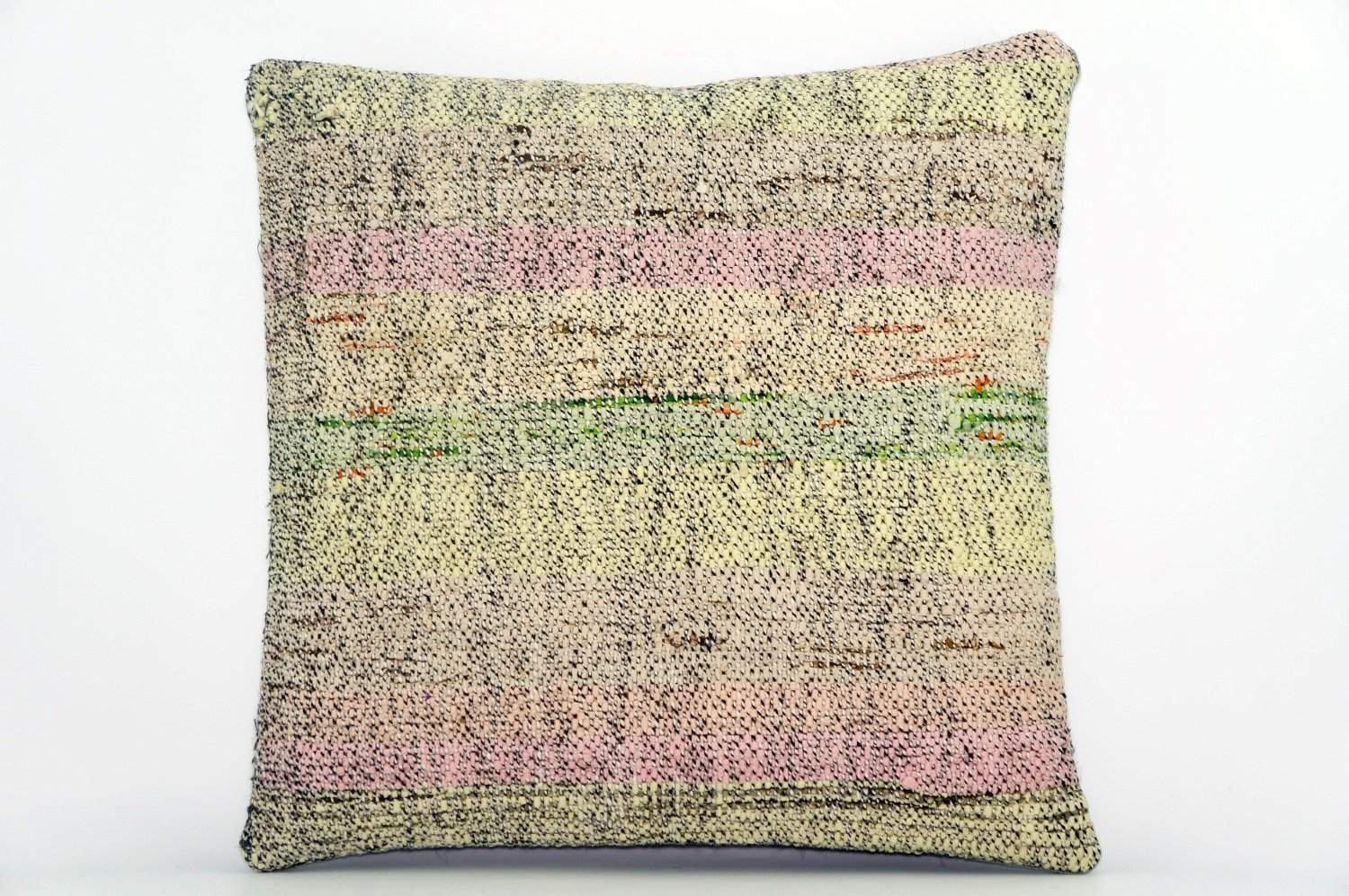 CLEARANCE Handwoven hemp pillow green pink yellow , Decorative Kilim pillow cover  1566_A - kilimpillowstore
 - 1