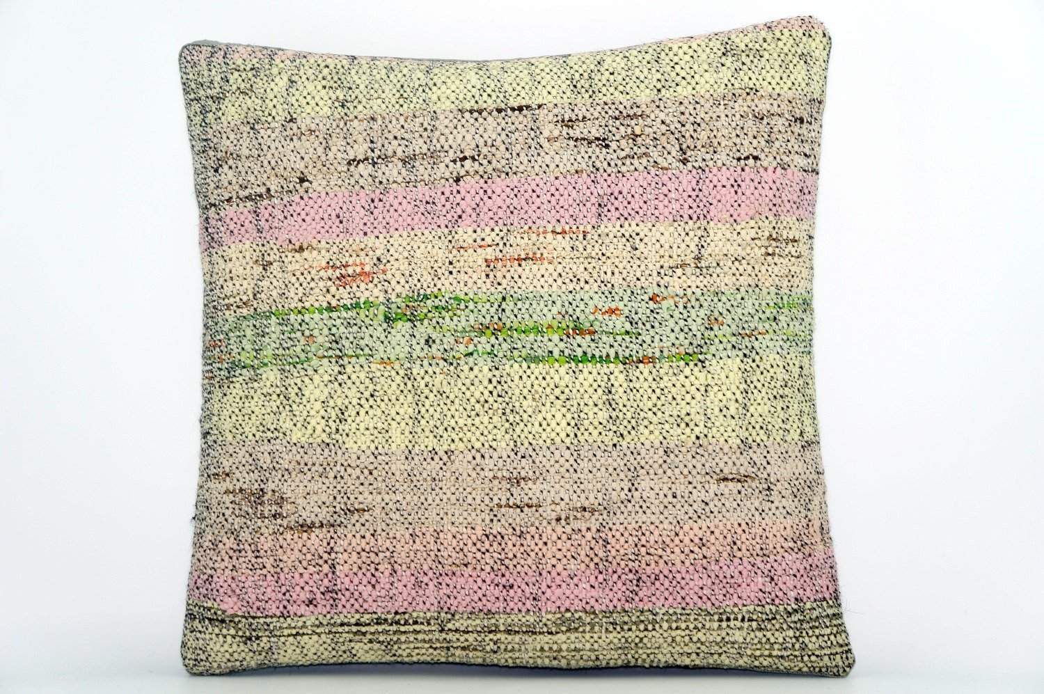CLEARANCE Handwoven hemp pillow green pink yellow , Decorative Kilim pillow cover  1567_A - kilimpillowstore
 - 1