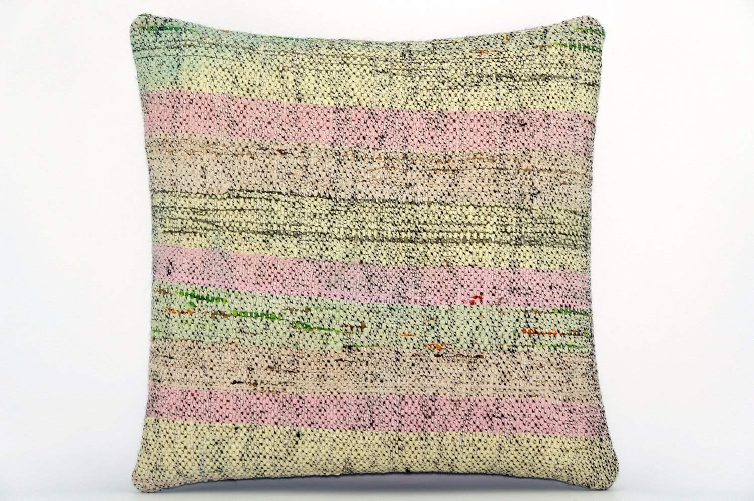 CLEARANCE Handwoven hemp pillow green pink yellow , Decorative Kilim pillow cover  1569_A - kilimpillowstore
 - 1