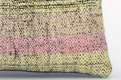 CLEARANCE Handwoven hemp pillow green pink yellow , Decorative Kilim pillow cover  1570_A - kilimpillowstore
 - 4