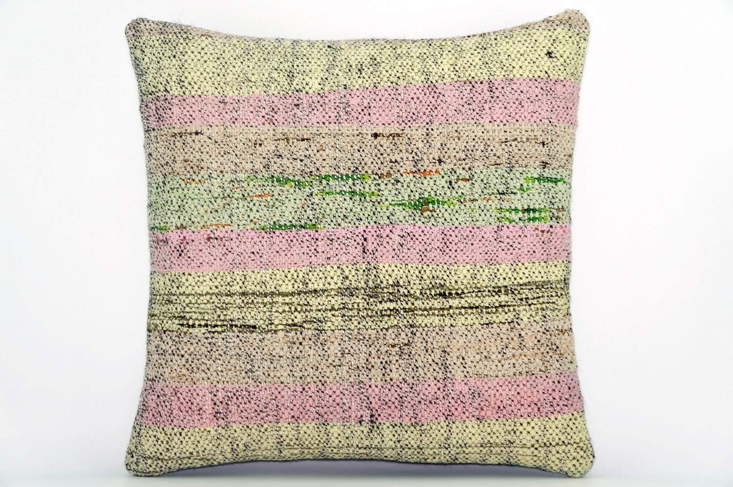 CLEARANCE Handwoven hemp pillow green pink yellow , Decorative Kilim pillow cover  1570_A - kilimpillowstore
 - 1
