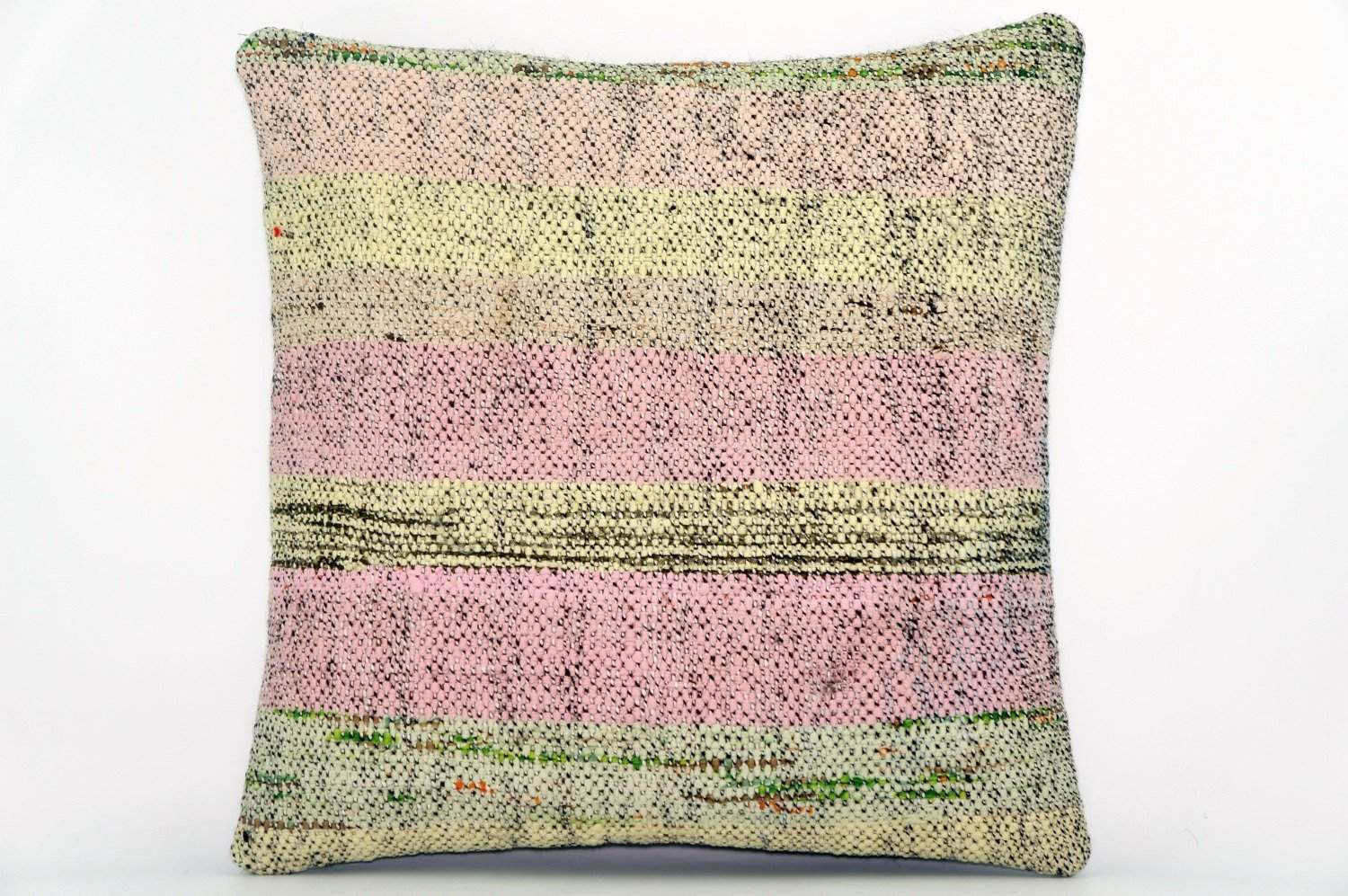 Handwoven hemp pillow green pink yellow , Decorative Kilim pillow cove -  Kilim Pillow Store