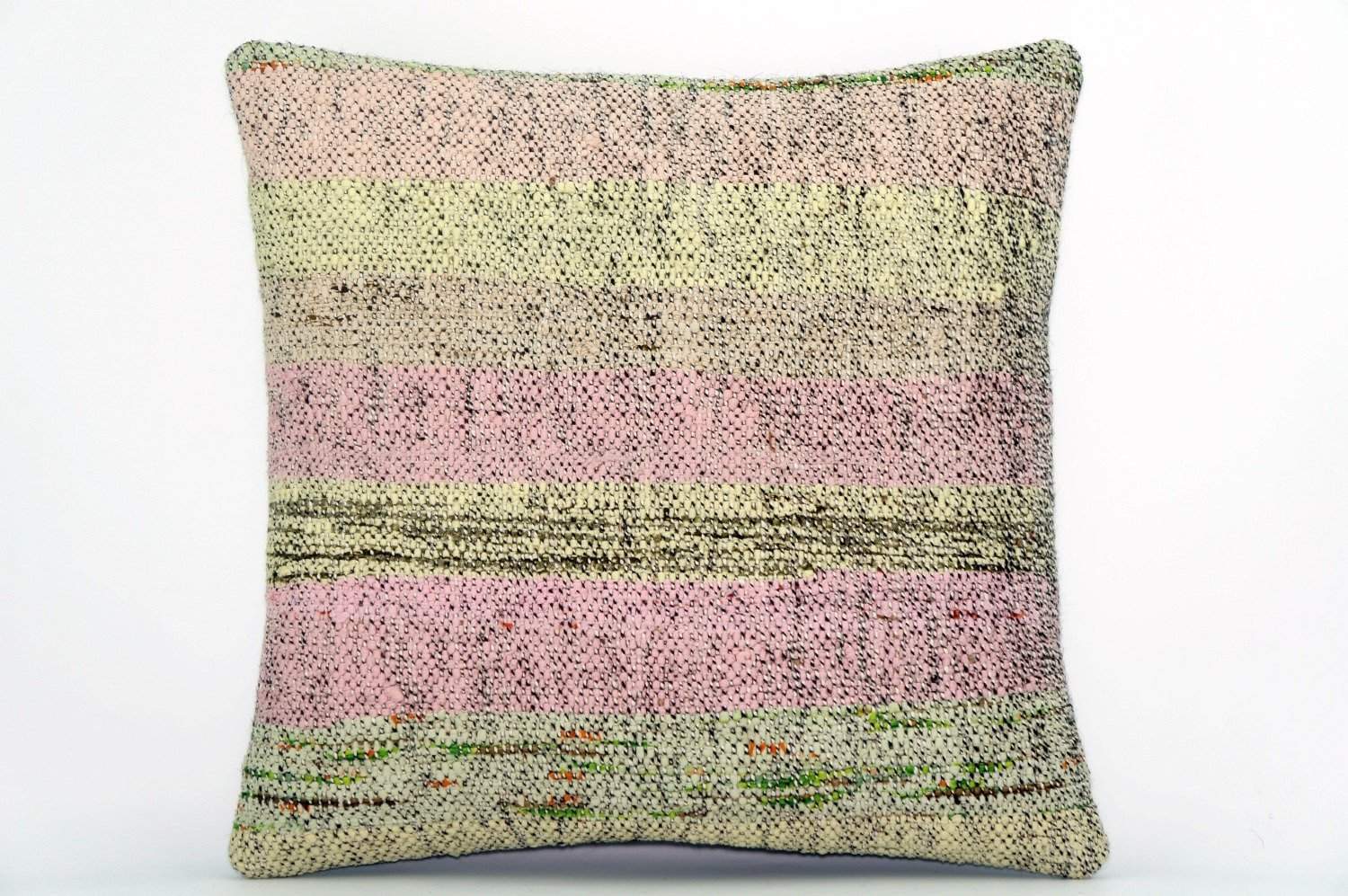 CLEARANCE Handwoven hemp pillow green pink yellow , Decorative Kilim pillow cover  1574_A - kilimpillowstore
 - 1