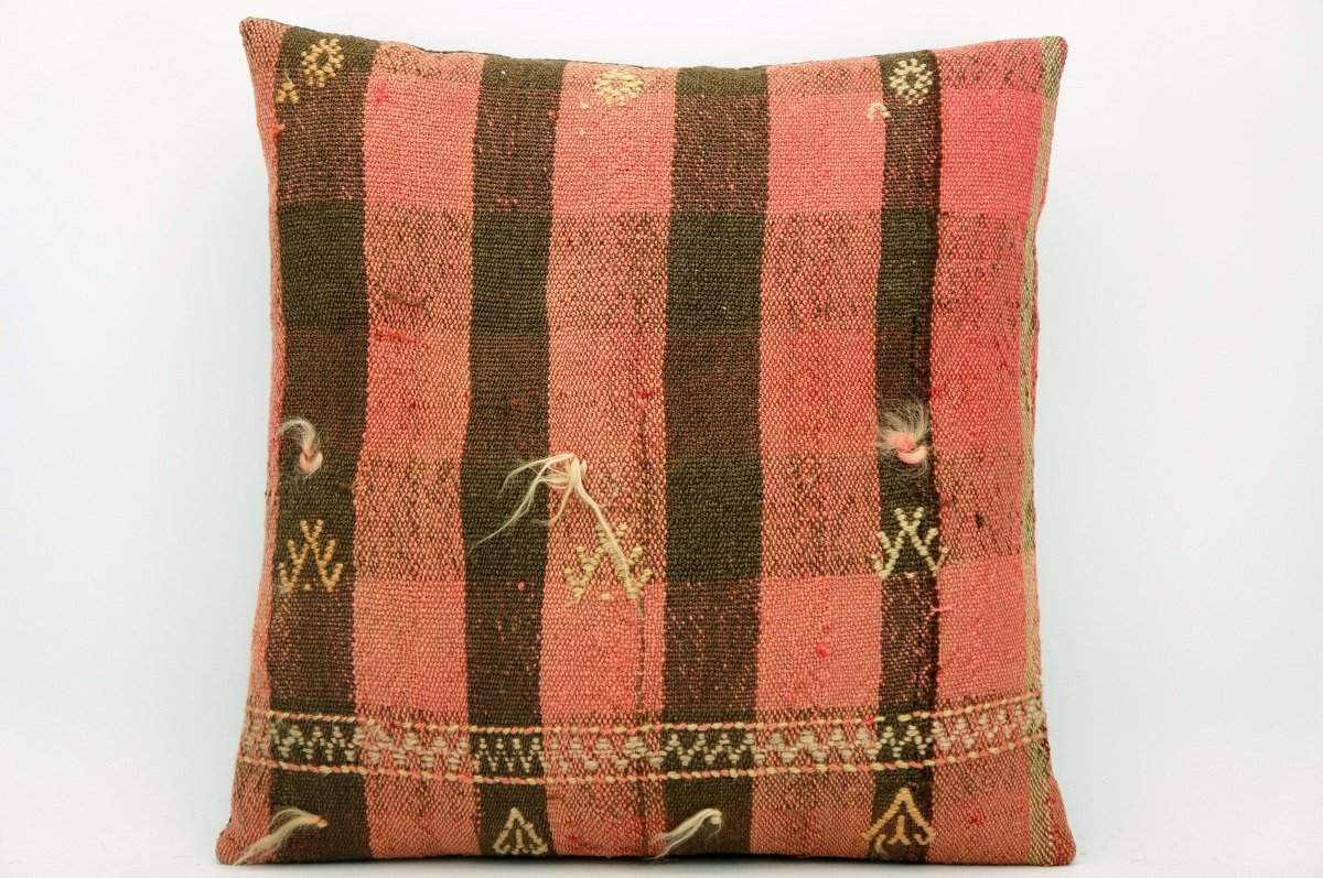 CLEARANCE Plaid  kilim pillow pink black, Decorative kilim pillow covers 16''  1392 - kilimpillowstore
 - 1