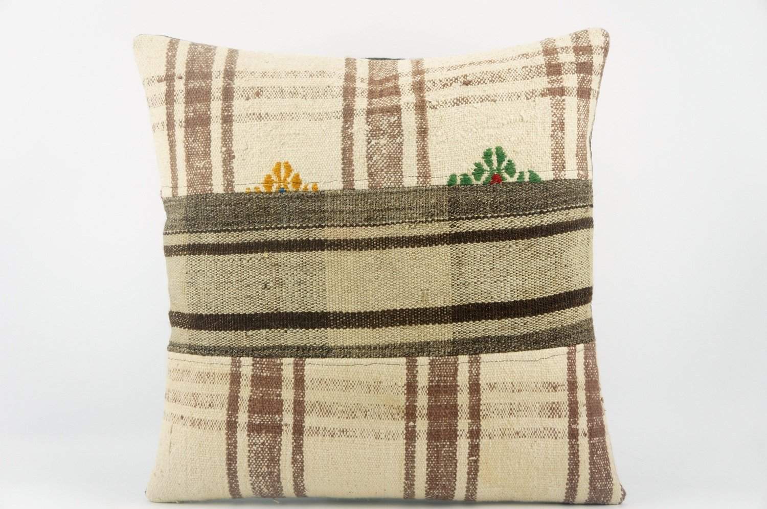 CLEARANCE Striped Kilim pillow ,  Beige patchwork pillow  1485 - kilimpillowstore
 - 1