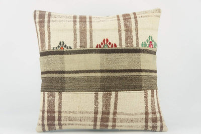 CLEARANCE Striped Kilim pillow  ,  Cream patchwork pillow  1487 - kilimpillowstore
 - 1
