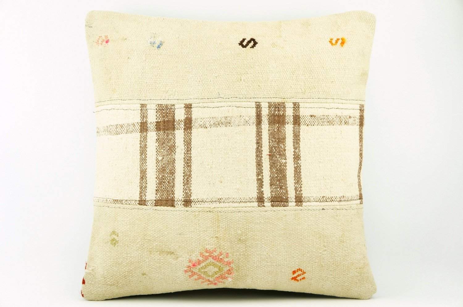 Cream  Kilim  pillow cushion 16,  throw  cushion, ethnic decor,  Mediterranean  decor,  2177 - kilimpillowstore
 - 1