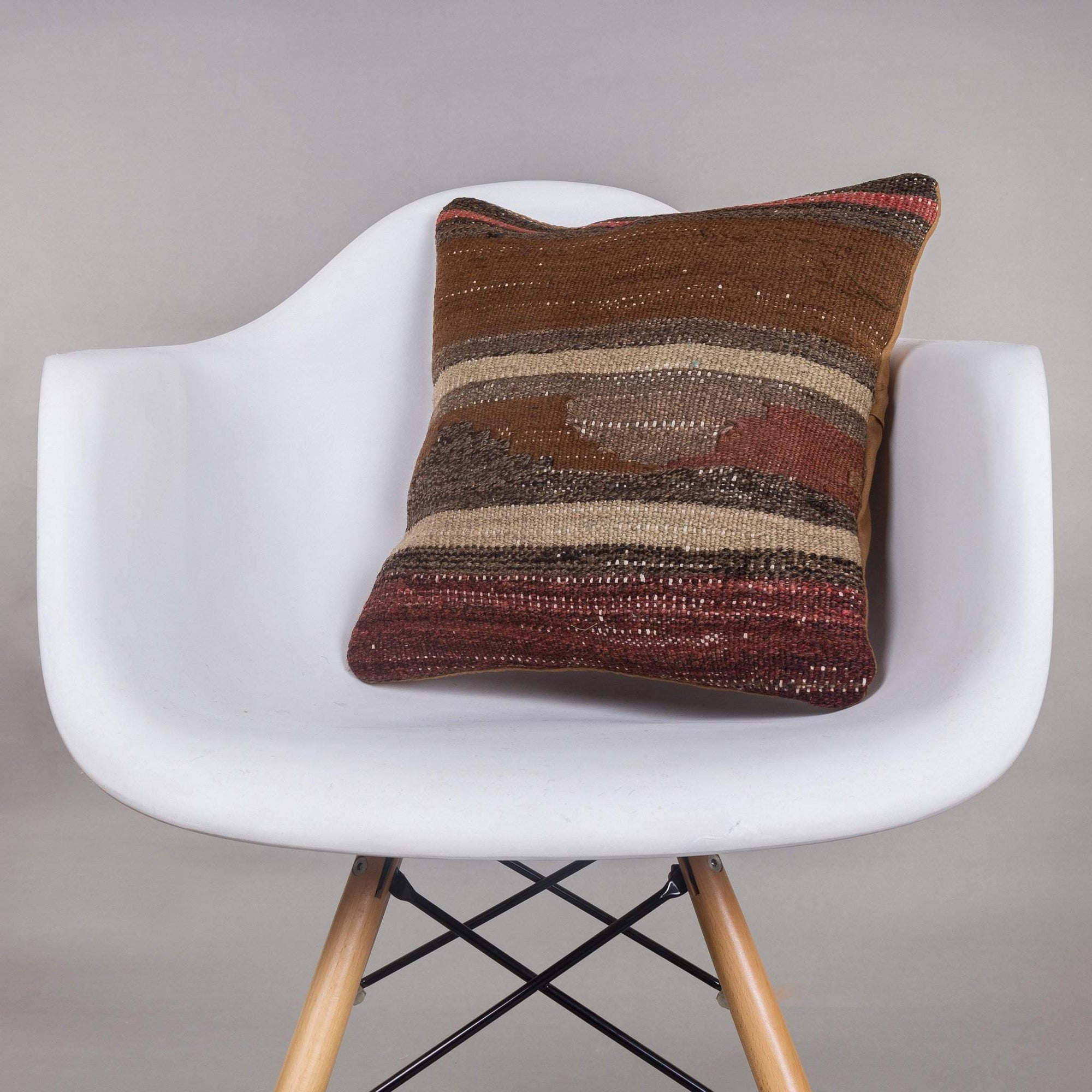 Geometric Brown Kilim Pillow Cover 16x16 4647 - kilimpillowstore
 - 1