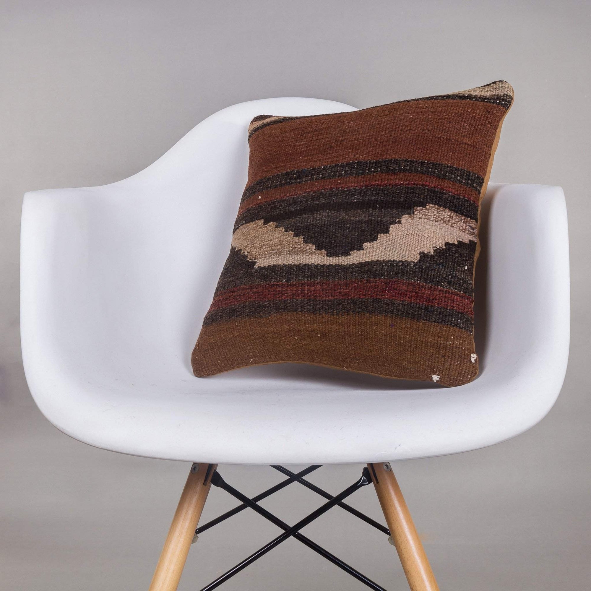 Geometric Brown Kilim Pillow Cover 16x16 4649 - kilimpillowstore
 - 1