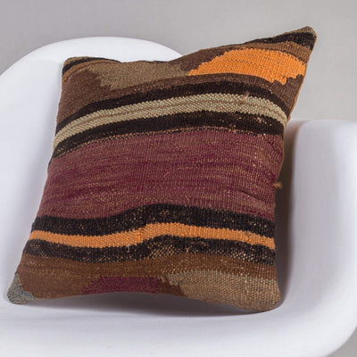 Geometric Brown Kilim Pillow Cover 16x16 4658 - kilimpillowstore
 - 2