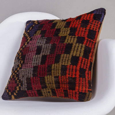 Geometric Multi Color Kilim Pillow Cover 16x16 4618 - kilimpillowstore
 - 2