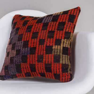 Geometric Multi Color Kilim Pillow Cover 16x16 4628 - kilimpillowstore
 - 2