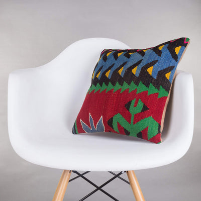 Geometric Multi Color Kilim Pillow Cover 16x16 5192 - kilimpillowstore
 - 1