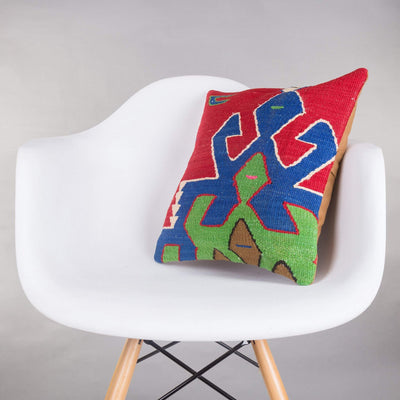 Geometric Multi Color Kilim Pillow Cover 16x16 5199 - kilimpillowstore
 - 1