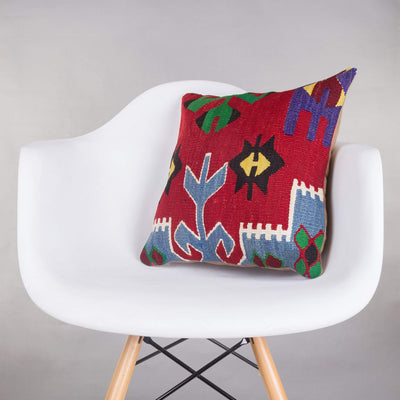 Geometric Multi Color Kilim Pillow Cover 16x16 5208 - kilimpillowstore
 - 1
