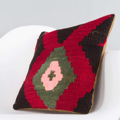 Geometric Multi Color Kilim Pillow Cover 16x16 5881 - kilimpillowstore
 - 2