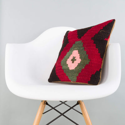 Geometric Multi Color Kilim Pillow Cover 16x16 5881 - kilimpillowstore
 - 1