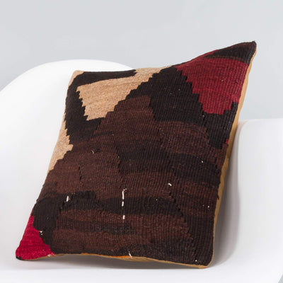 Geometric Multi Color Kilim Pillow Cover 16x16 5893 - kilimpillowstore
 - 2