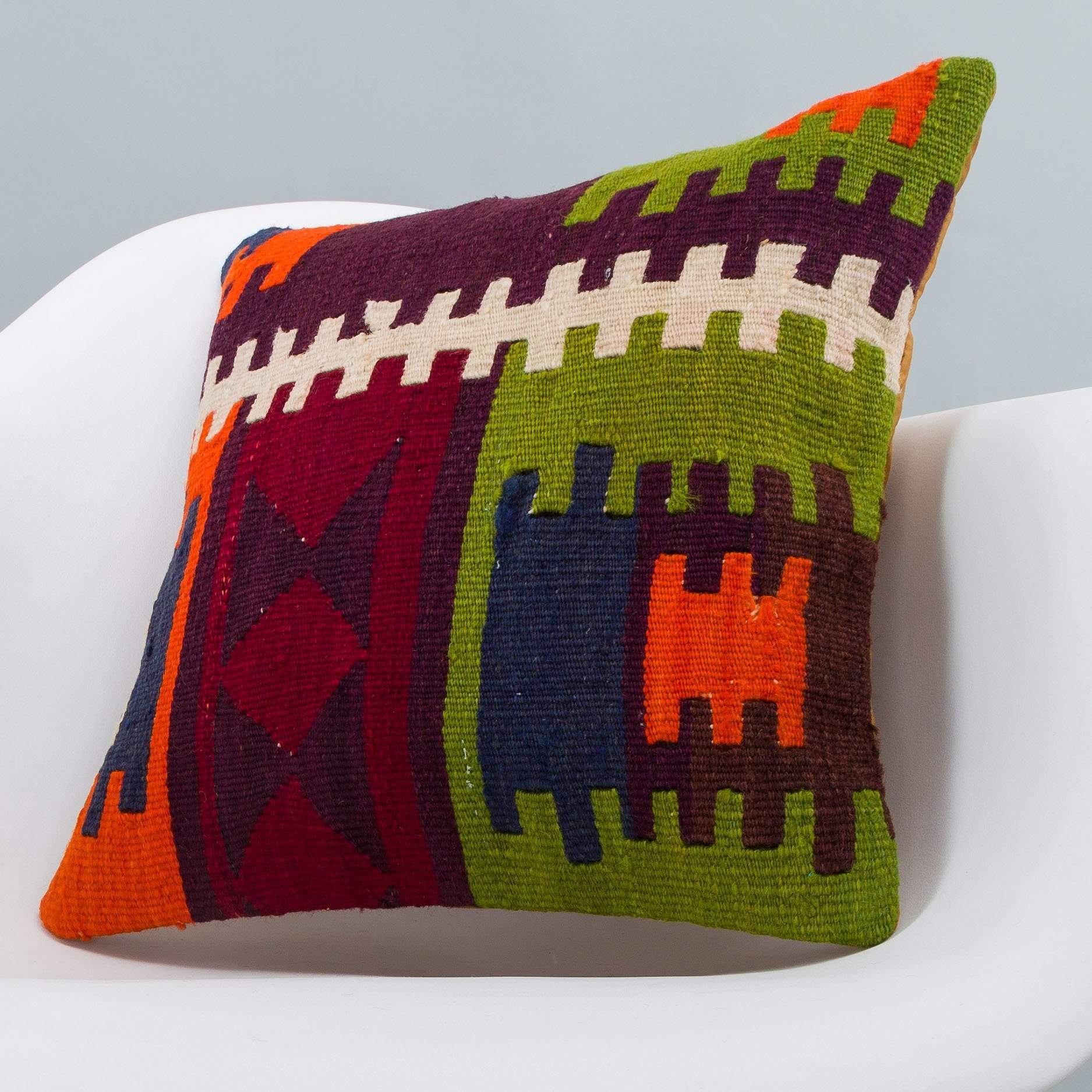 Geometric Multiple Color Kilim Pillow Cover 16x16 6264 Kilim Pillow Store