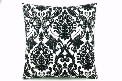 CLEARANCE Damask white black  Pillow cushion 16'' - kilimpillowstore
 - 1
