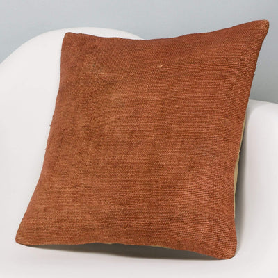 Plain Brown Kilim Pillow Cover 16x16 2934 - kilimpillowstore
 - 2