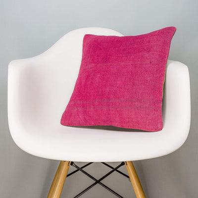 Plain Pink Kilim Pillow Cover 16x16 3009 - kilimpillowstore
 - 1