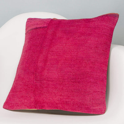 Plain Pink Kilim Pillow Cover 16x16 3025 - kilimpillowstore
 - 2