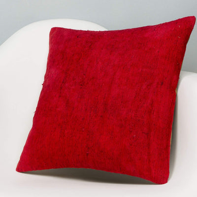 Plain Red Kilim Pillow Cover 16x16 2884 - kilimpillowstore
 - 2