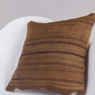 Striped Brown Kilim Pillow Cover 16x16 5320 - kilimpillowstore
 - 2