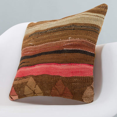 Striped_Brown_Kilim Pillow Cover_16x16_A0224_6524