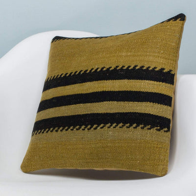 Striped Green Kilim Pillow Cover 16x16 3632 - kilimpillowstore
 - 2