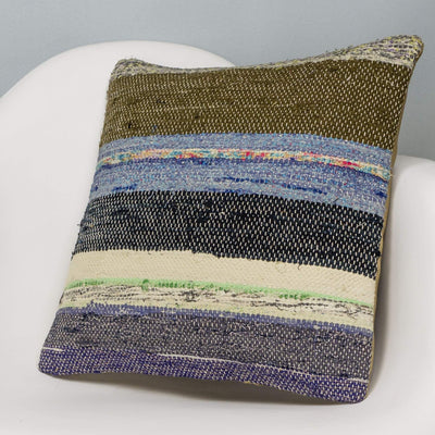 Striped Multi Color Kilim Pillow Cover 16x16 3062 - kilimpillowstore
 - 2